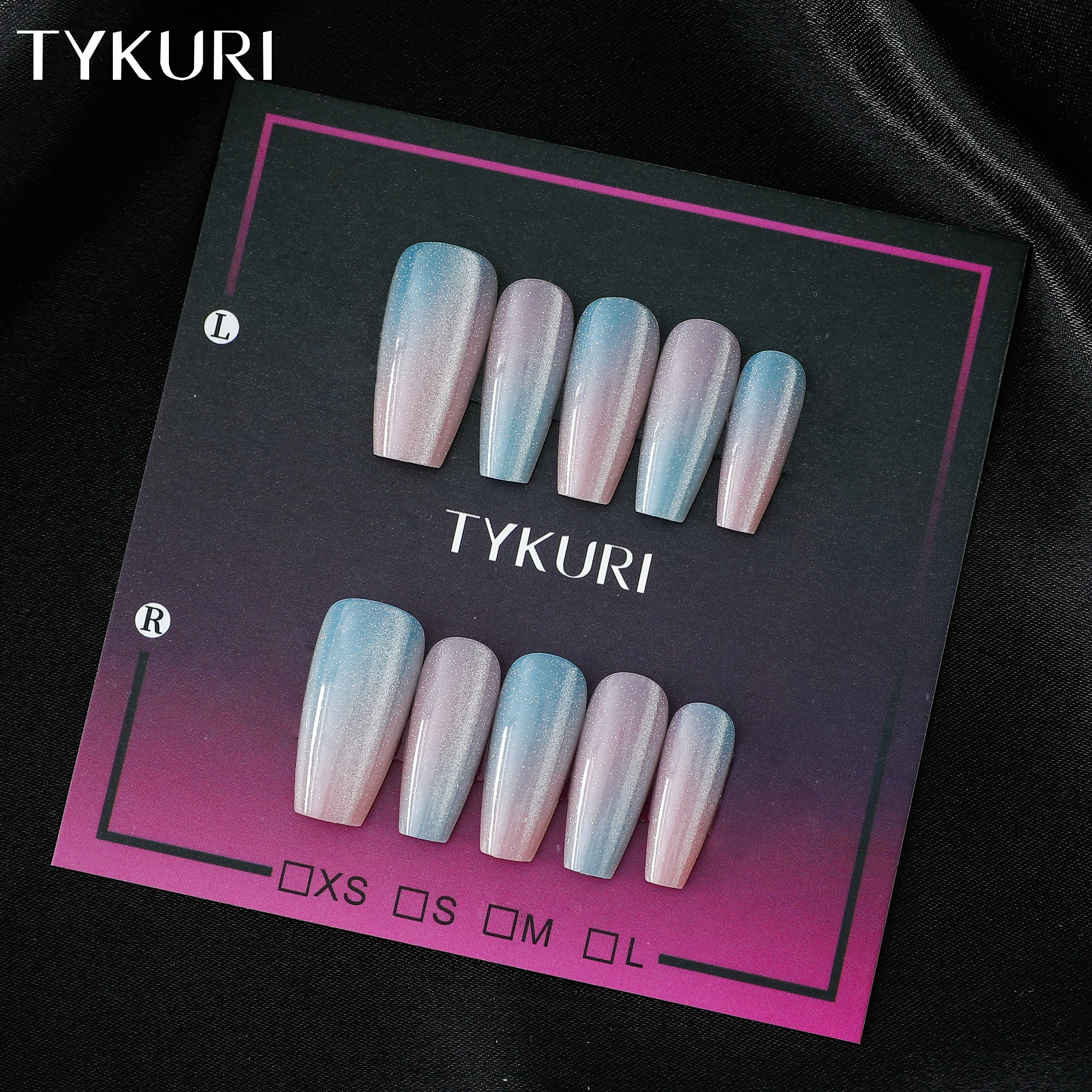 TYKURI Medium Coffin Press On Nails Uñas postizas mate rosa polvoriento con kit de pegamento de gelatina - Hecho a mano y reutilizable Fácil de aplicar