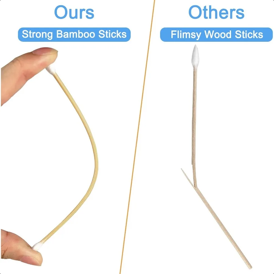 200 400 Uds hisopos de limpieza de pistola con puntas de doble punta palos de bambú resistentes de 6 pulgadas hisopos de algodón largos sin pelusa para arma de fuego Mai