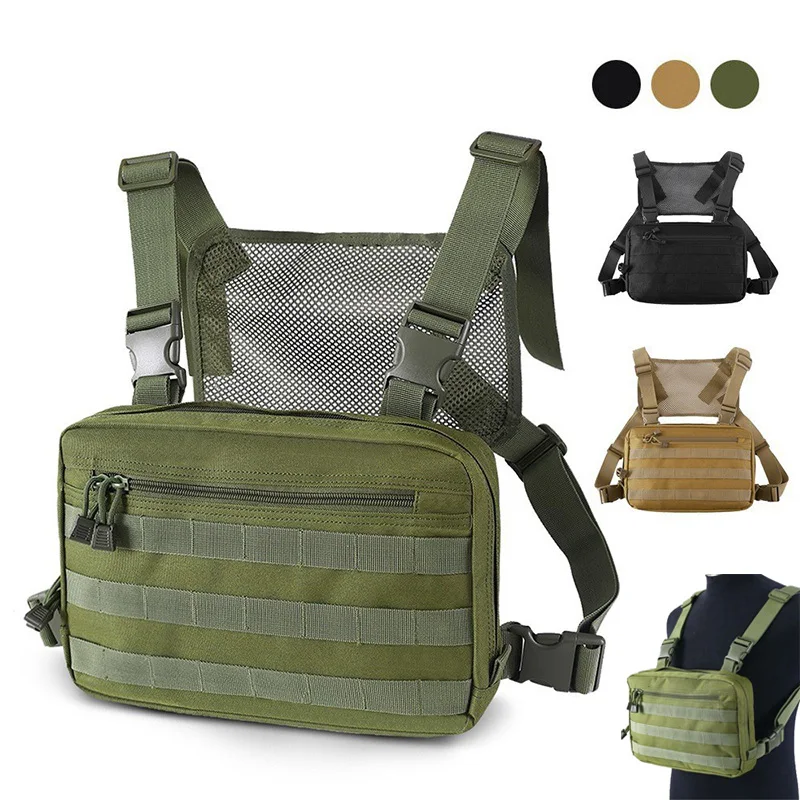 

Tactical Chest Bag Outdoor Vest Front Pack Molle EDC Bag Detachable Strap Zipper Backpack for Hunting Camping