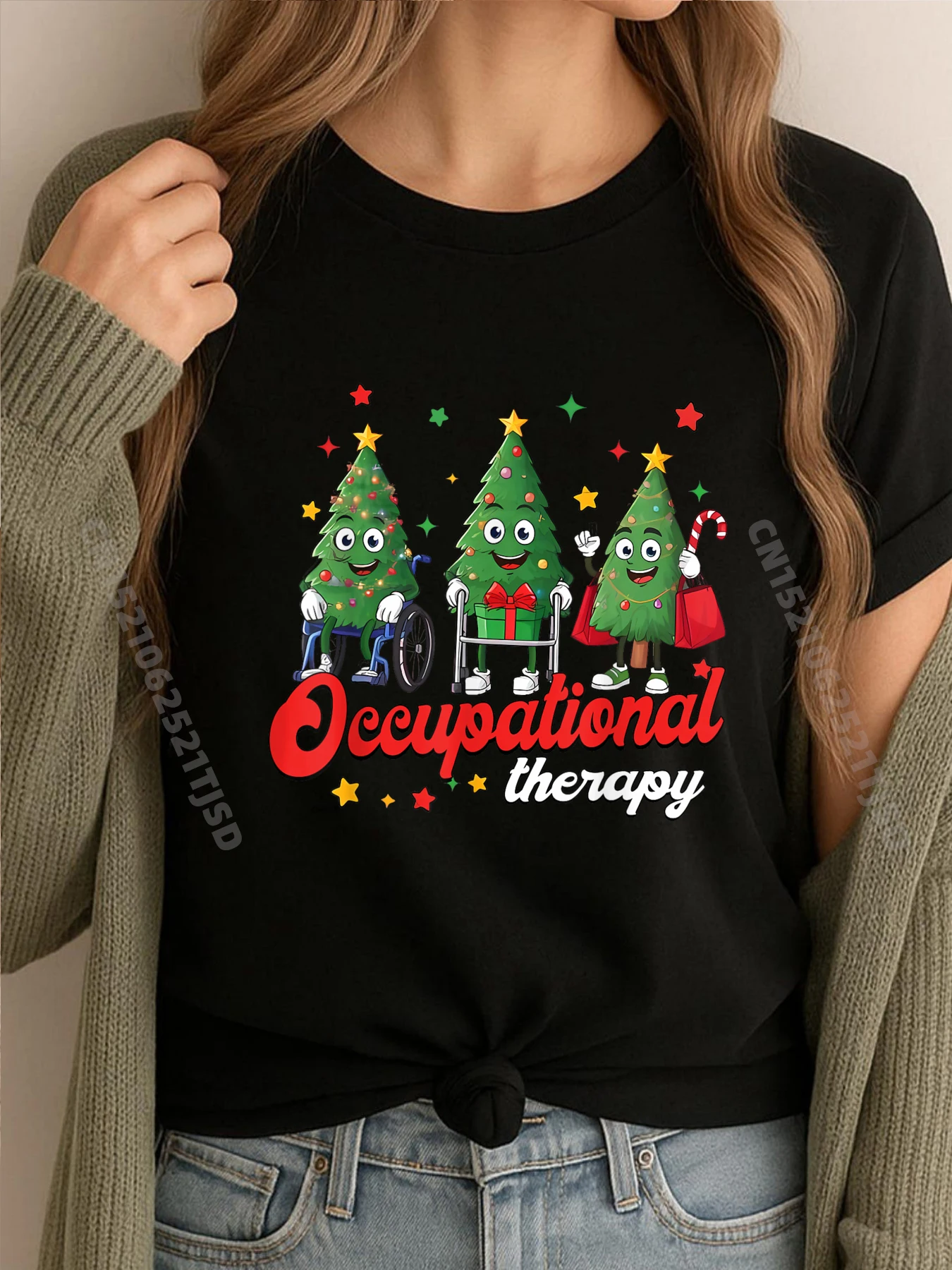 

Профессиональная терапия, Рождественская елка, помощник по терапевту, брендовая футболка, хлопковая футболка, женская футболка с графикой