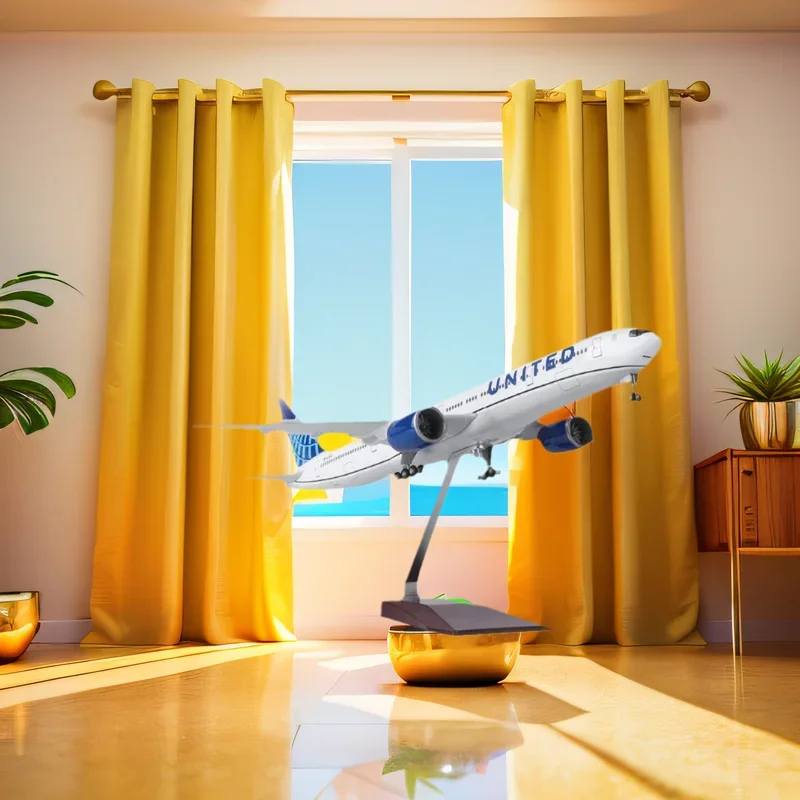 777 B777 الخطوط الجوية المتحدة 47 سنتيمتر نموذج ث الضوء والعجلة الهبوط دييكاست البلاستيك الراتنج طائرة الحلي جمع