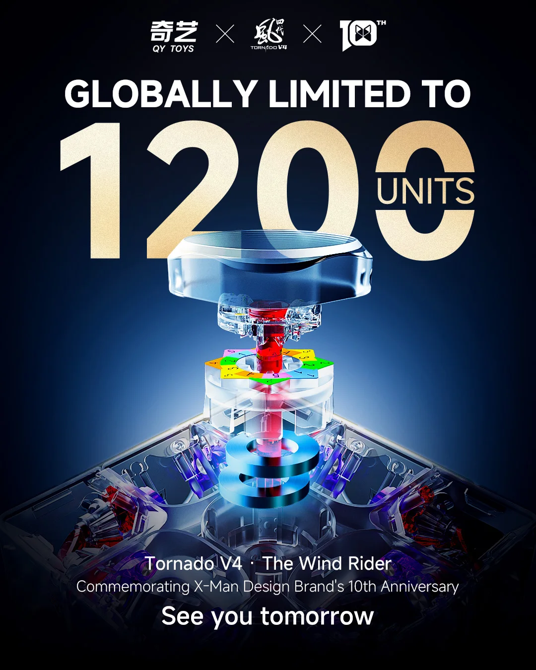 QiYi Tornado V4 3x3 Cube The Wind Rider ذكرى مكعب الذكرى السنوية العاشرة لتصميم X-Man