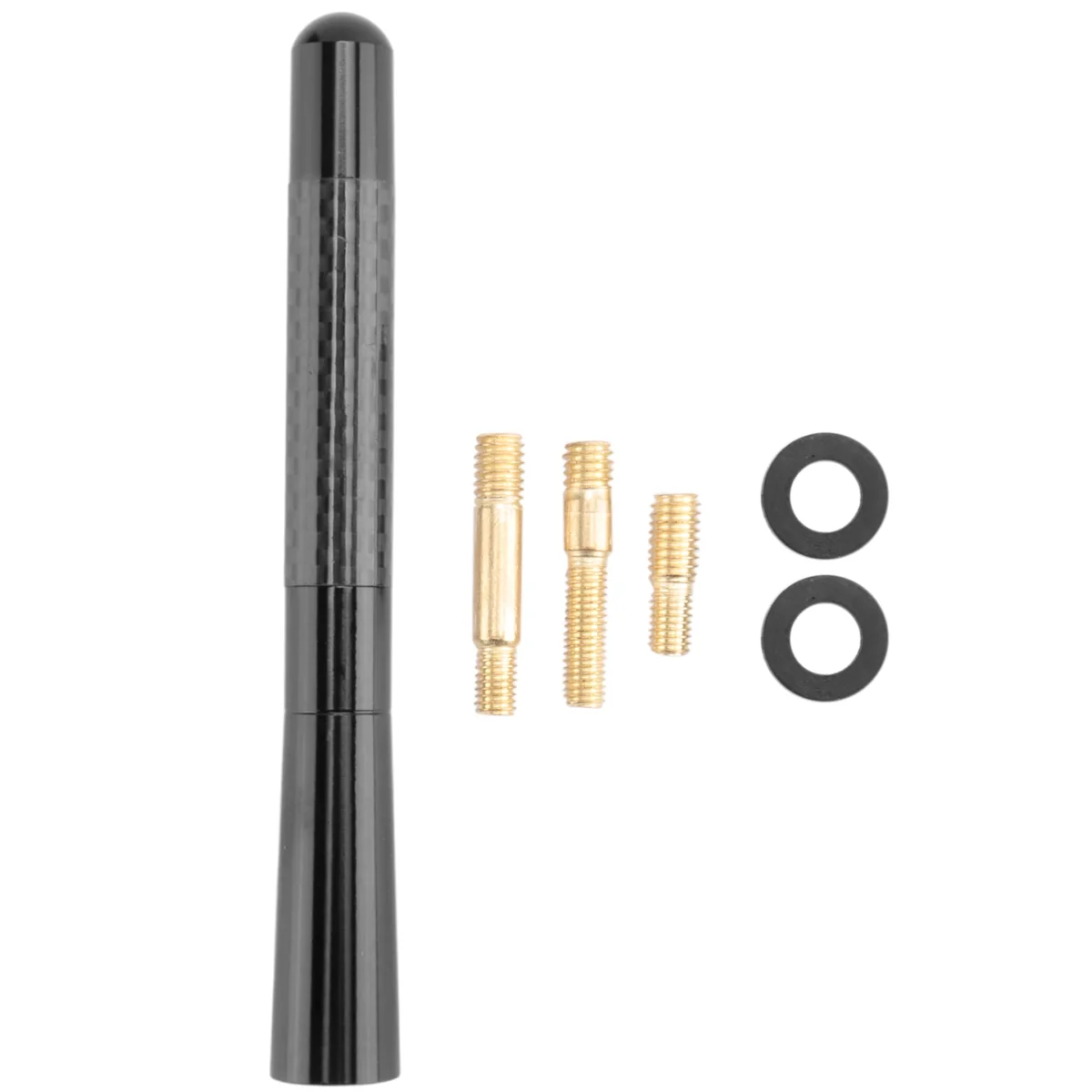 Auto rádio de fibra de carbono universal, antena curta, 5 ", 120mm, preto, AM, FM, antena, adaptador