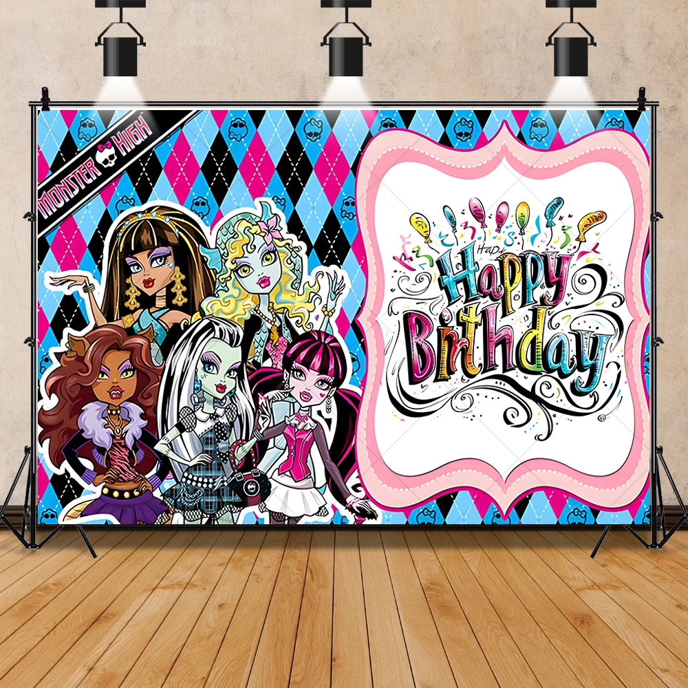 Disney Vampir Mädchen Hintergrund Geburtstag Party Banner Monster High Erwachsene Kinderzimmer Fotografie Dekor Studio Benutzerdefinierte Hintergrund