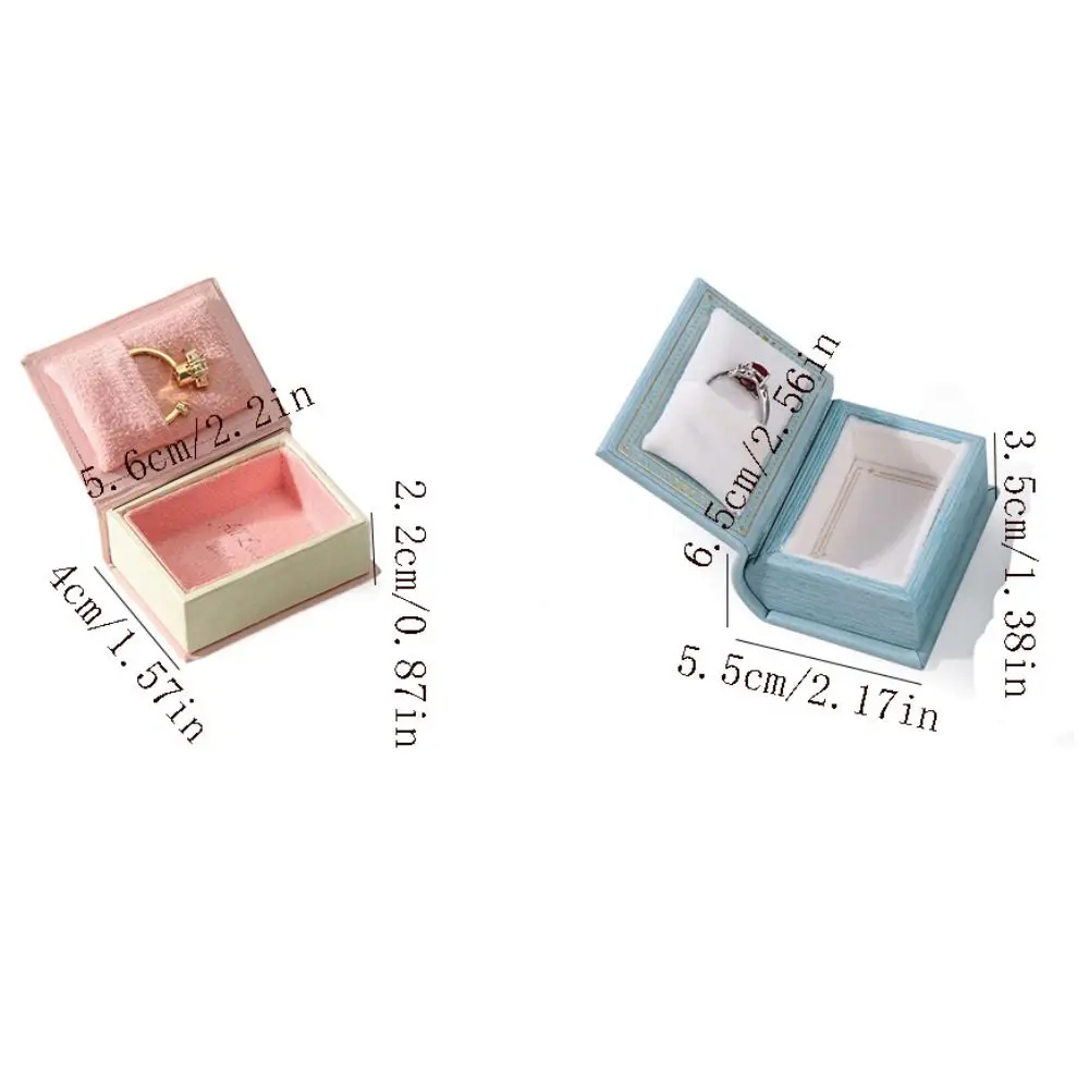 Durable Creative Book Shape Ring Box Flip Lid Magnetic Engagement Ring Case Storage Box Earrings Case Jewelry Packaging Gift Box