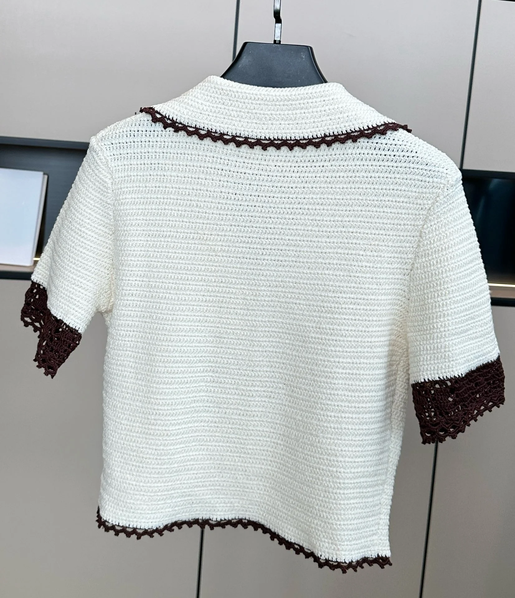 2024 Women's Clothing Contrast color knitted short sleeves Spring Summer New No.68