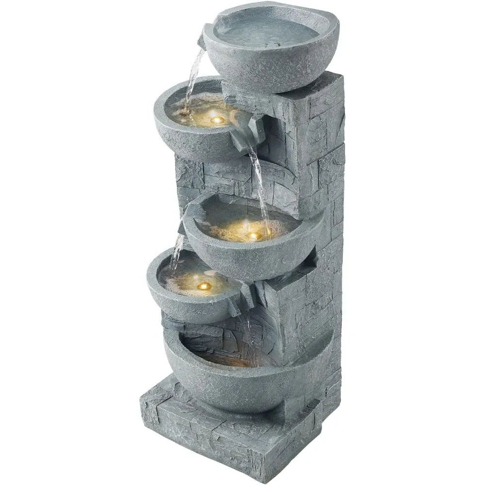 

5-уровневый каскадный напольный фонтан VEVOR, высота 31,5 дюйма, функция водопада в форме чаши