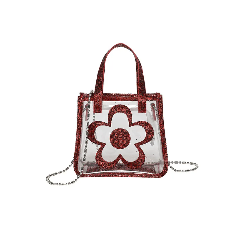 

Niche Personalized Transparent Handbag 2025 New Spicy Girl Bright Diamond Travel Commuter Chain Single Shoulder Crossbody Bag