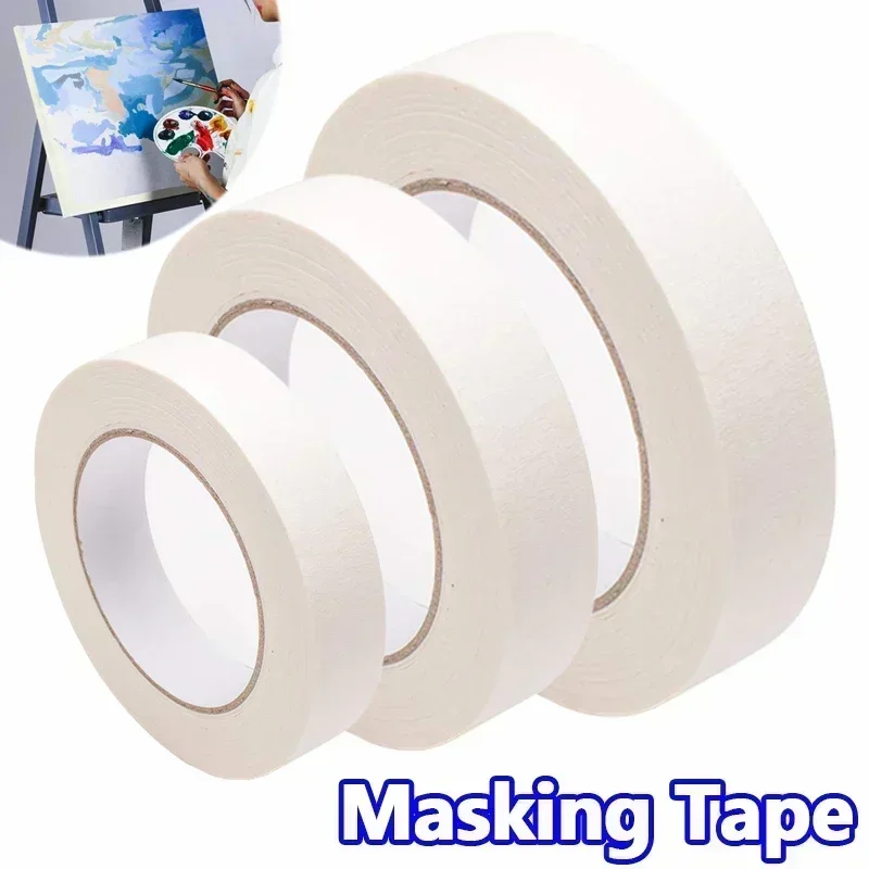 1PC 25mmX20m White Masking Tape Decorative Paper Writable Adhesive Tapes for Painting School Supplies Stationery Household Tool