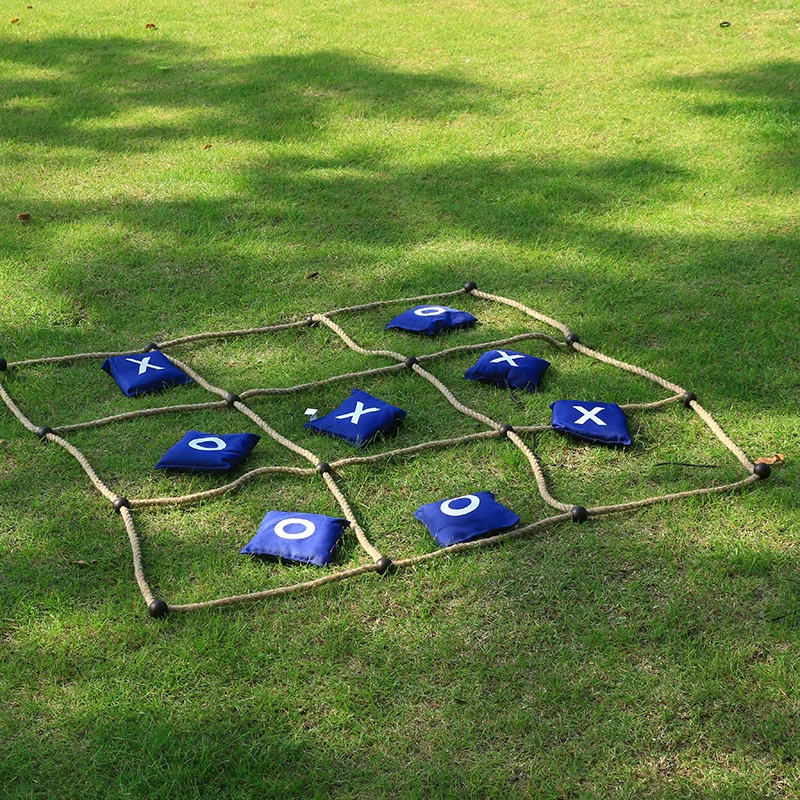 9pcs Lightweight Nylon Interactive Tic-Tac-Toe Game Set Foldable Outdoor Activity Toy
