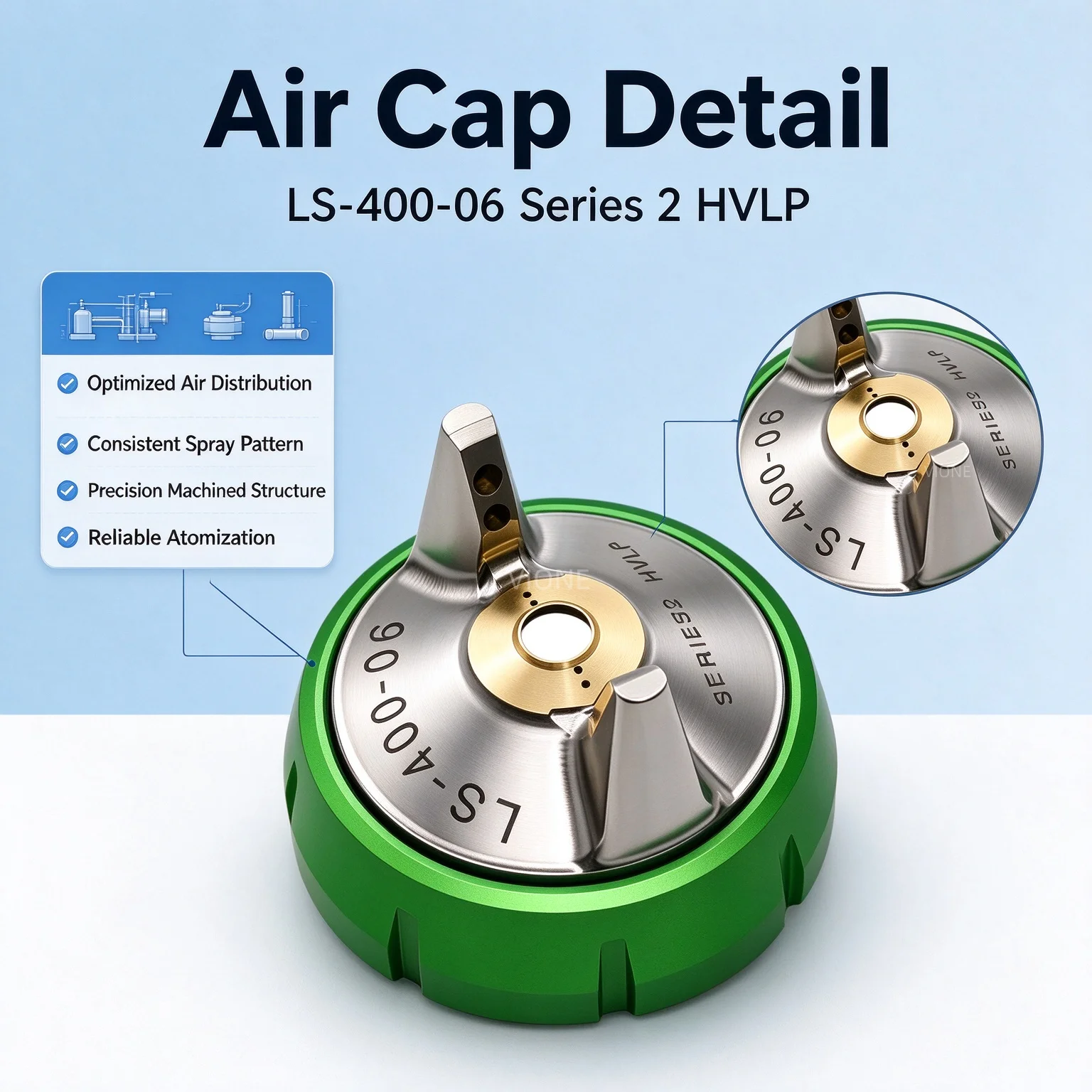 Precision discharge bore Japan LS-400-06 Air Cap, Needle & Nozzle Set Compatible with the LS-400-ET/ETS series High hardness