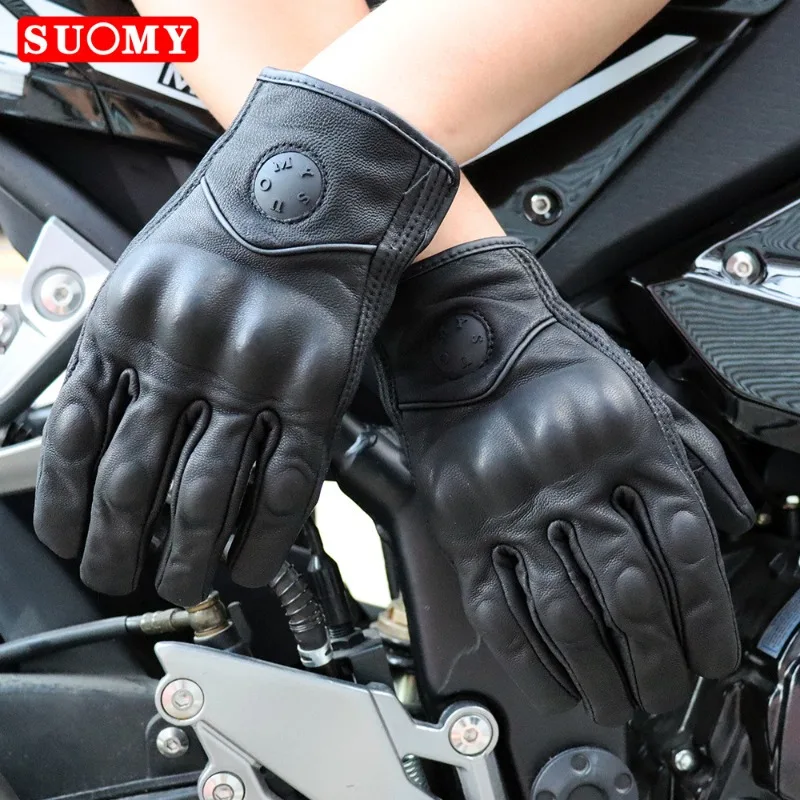 

Vinatge Goatskin Motorcycle Gloves Men Brown Retro Leather Motorbike Cycling Equipment Motocross Glove Lady Motorcyclist Guantes