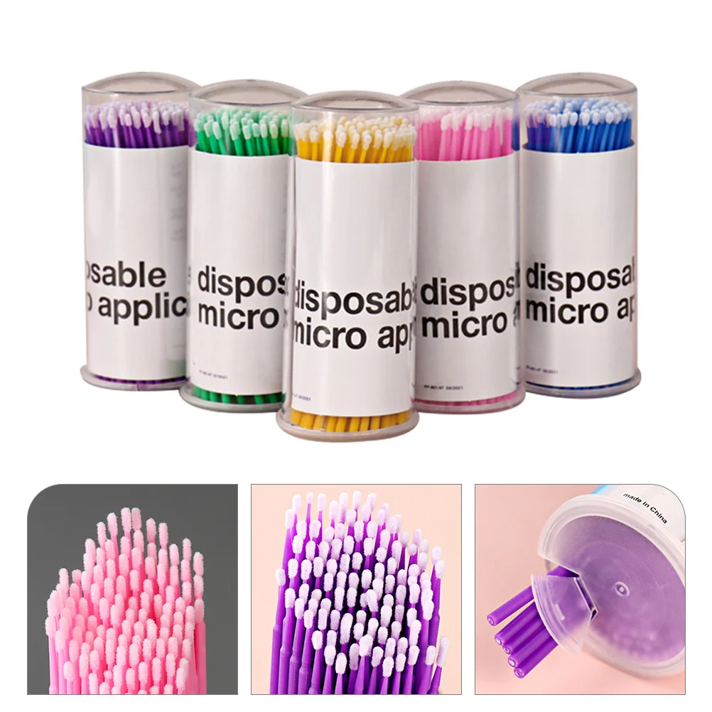 Spazzole monouso in lana di nylon con tampone di cotone per pulizia chirurgia delle ciglia da 5 bottiglie