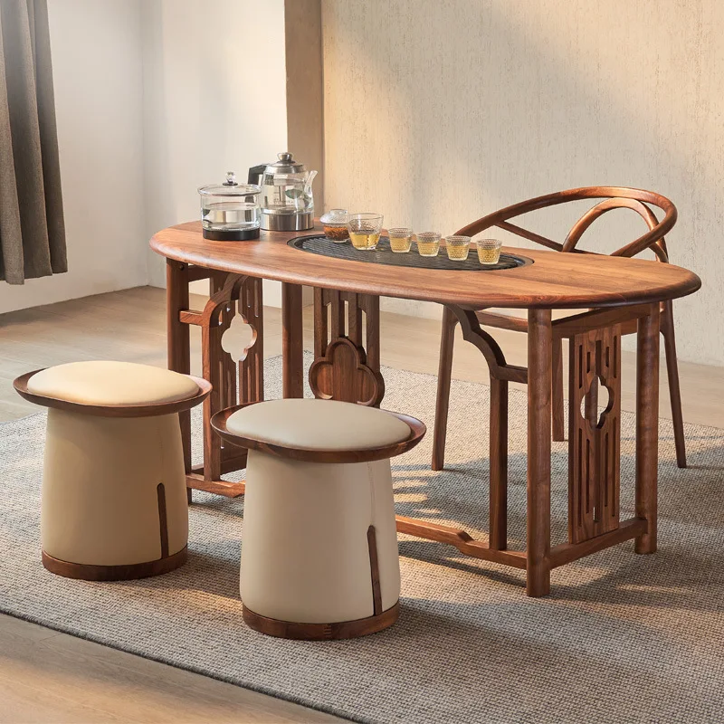 

Customizable tea table and chair office household integrated solid wood balcony zen tea table