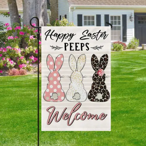 Easter Bunny Peeps Happy Easter Welcome Flag Garden Flag AAL HHM WZZ yyi