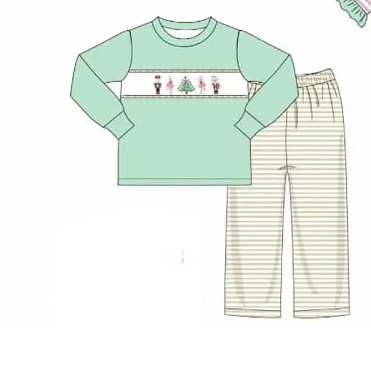 Boutique Nutcracker Christmas Outfit Baby Sister Matching Clothes Long Sleeve Ruffle Dress Romper Jumpsuit Pants Set