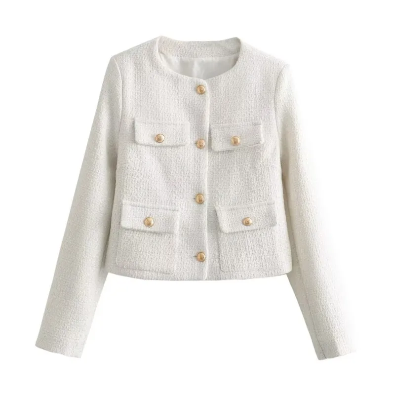

Women's coarse woolen jacket classic one piece autumn/winter women's new texture long sleeved versatile small fragrant coat