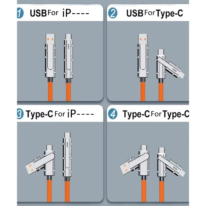 6A Rotate USB Cable For Samsung Galaxy S25 Xiaomi Poco M6 Asus ROG Phone 8 Oppo F27 Pro+ vivo Y28s Cubot A10 TCL 50 XL Charger