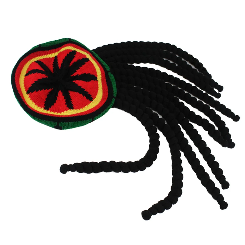 

1 шт., вязаная шапка унисекс, мягкая прочная яркая многоцветная ямайская шапка для волос, плетеная шапка для вечеринок, забавная вязаная шапка