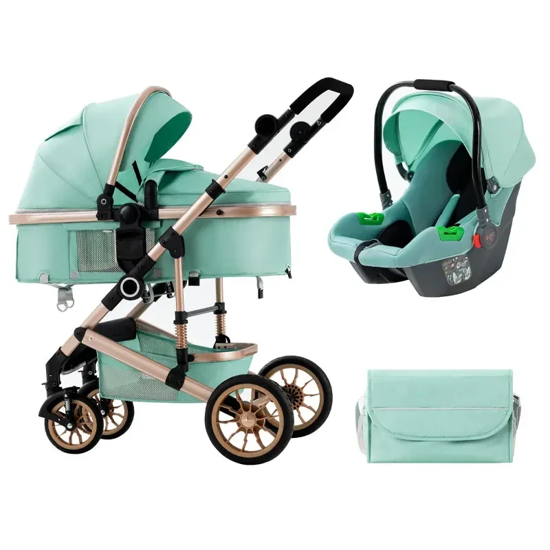 High Landscape Baby Stroller 3 in 1 With Car Seat and Stroller Luxury Infant Stroller Set Newborn Baby Car Seat Trolley 8 Gifts