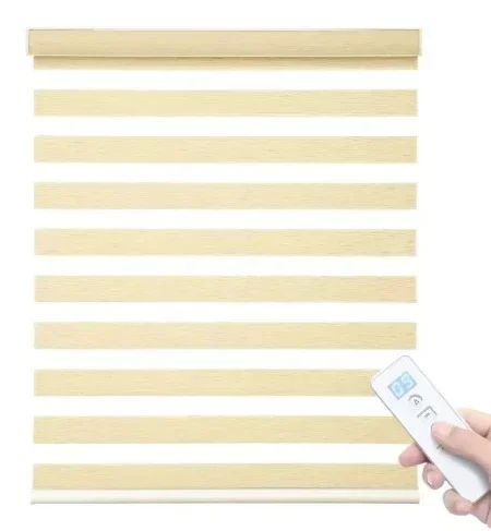 Motorized Blinds, Zebra Shades, Size Customization, Multiple Fabrics and Styles, Remote Control Used in Bedroom, Living Room