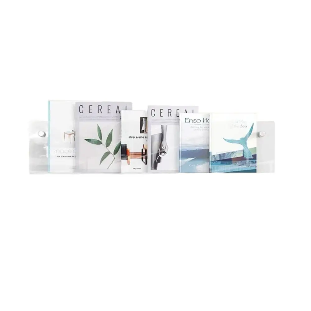 

Acrylic Magazine Rack Brochure Holder Wall Mount Floating Bookshelves Literature Organizer Italian Pamphlet Stand Hang Display