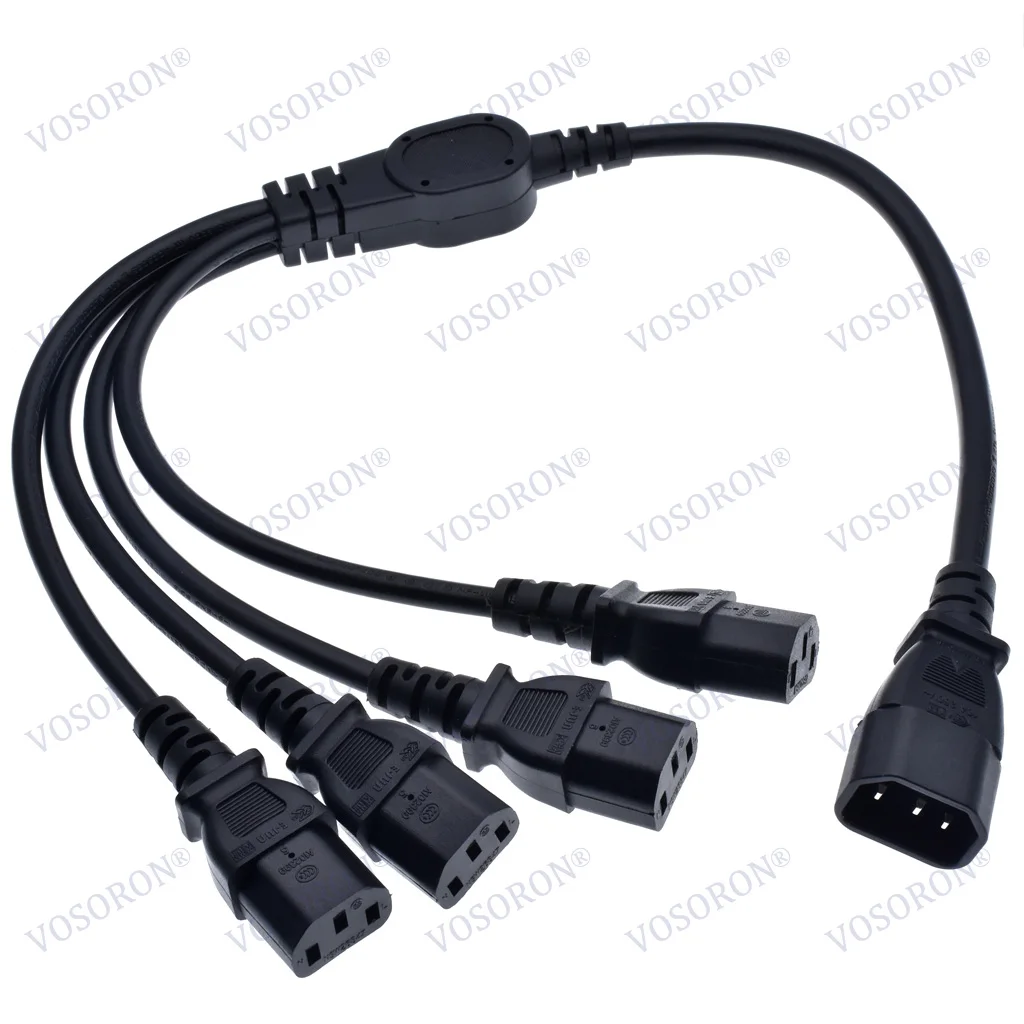 IEC 320 C14 Nam Cắm để 4XC13 Nữ CHỮ Y Loại Bộ Chia Dây Nguồn, C14 4 x C13, 250 V/10A