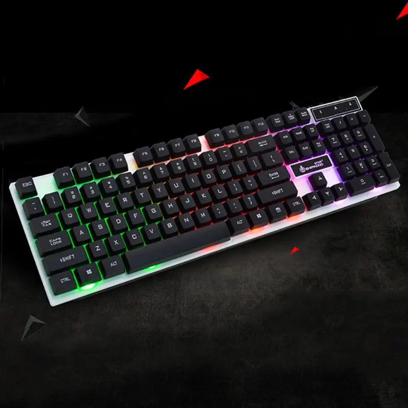 Full Size Mechanical Gaming Keyboard, Ultra-Slim Keyboard, Splash-Proof, Full-Key Rollover, for Ideal for Windows