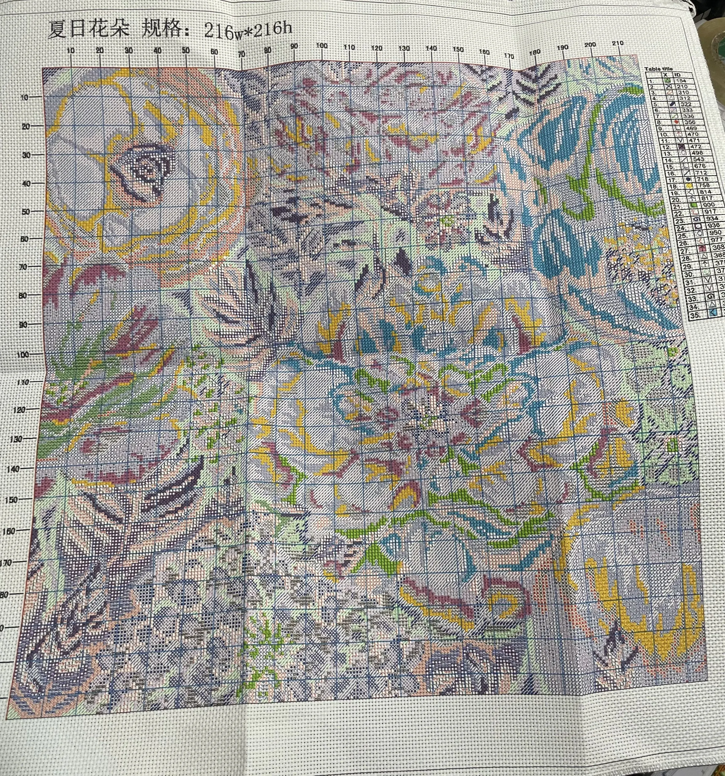 Flowers 14CT 11CT Stamped Cloth Needlework,DIY Living Room Printed Cross Stitch,Set For Embroidery Kit Full With Threads Drawing