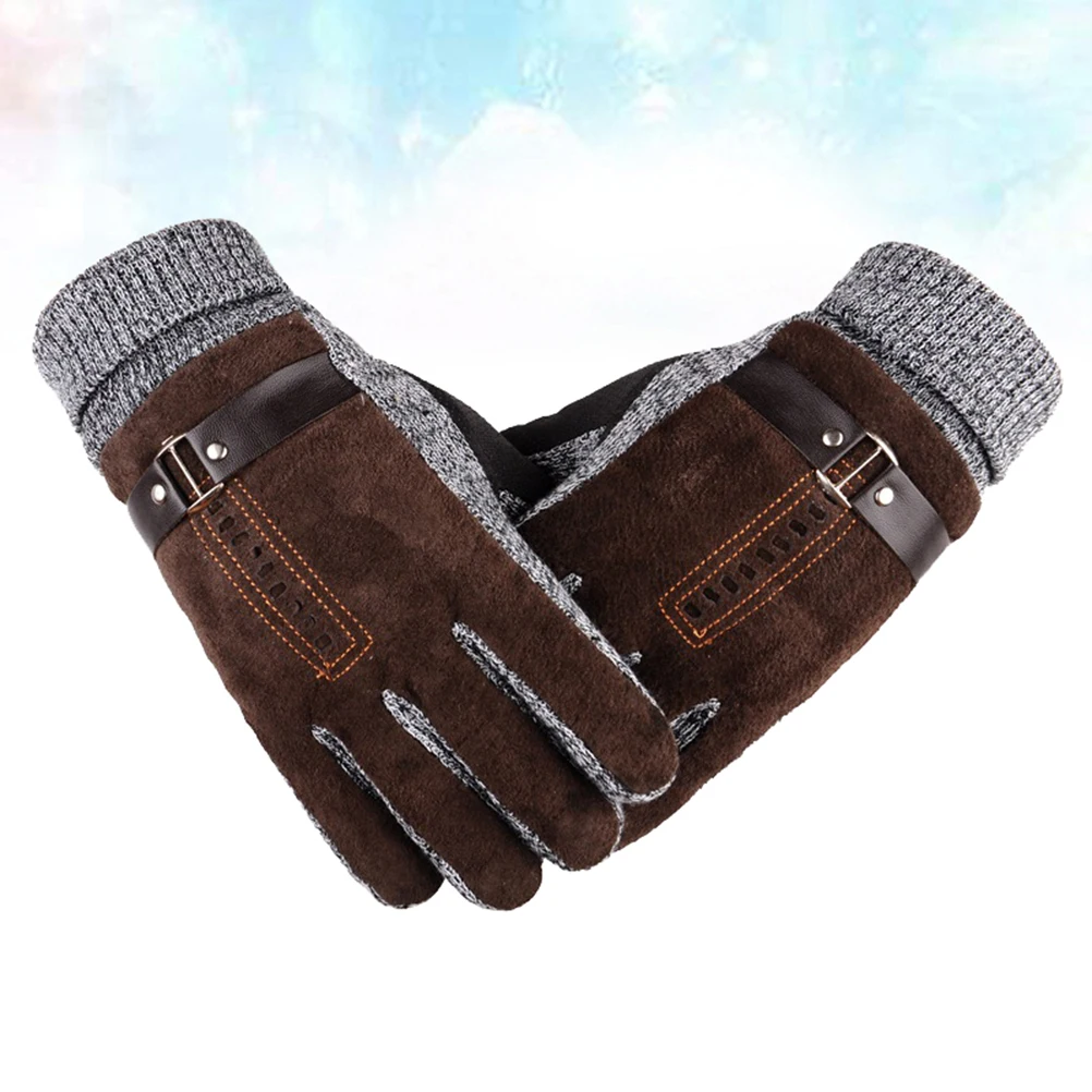 

Warm Pigskin Gloves for Men Thermal Windproof Waterproof Winter Driving Biking Skiing Outdoor Sport Mens Stretchable Breathable