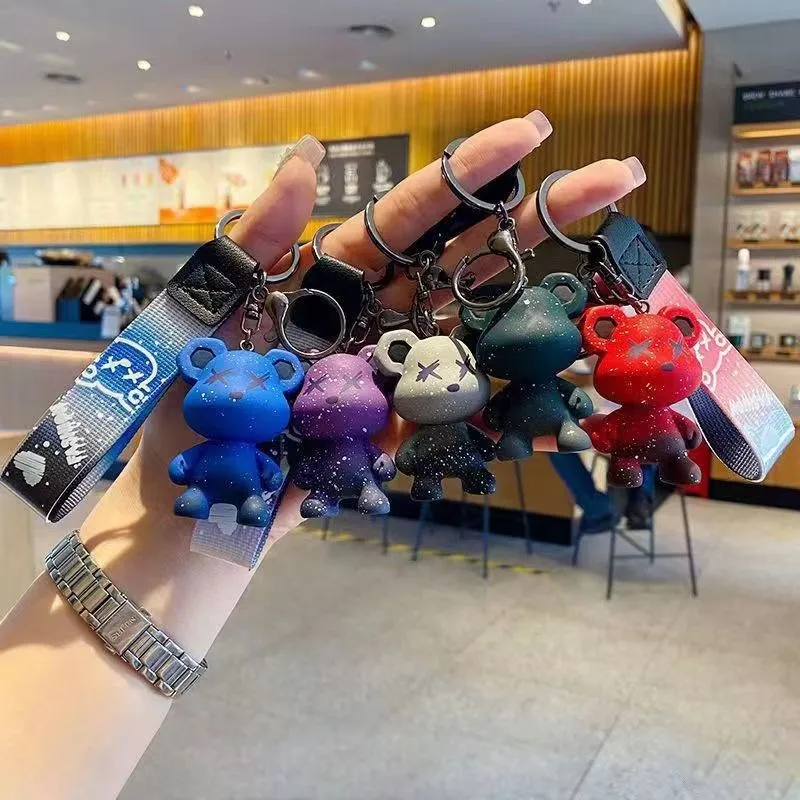 

MINISO Starry Sky Gradient Bear Keychain Couple's Bag Keychain Car Keychain Accessories Keychain Gift for Friends