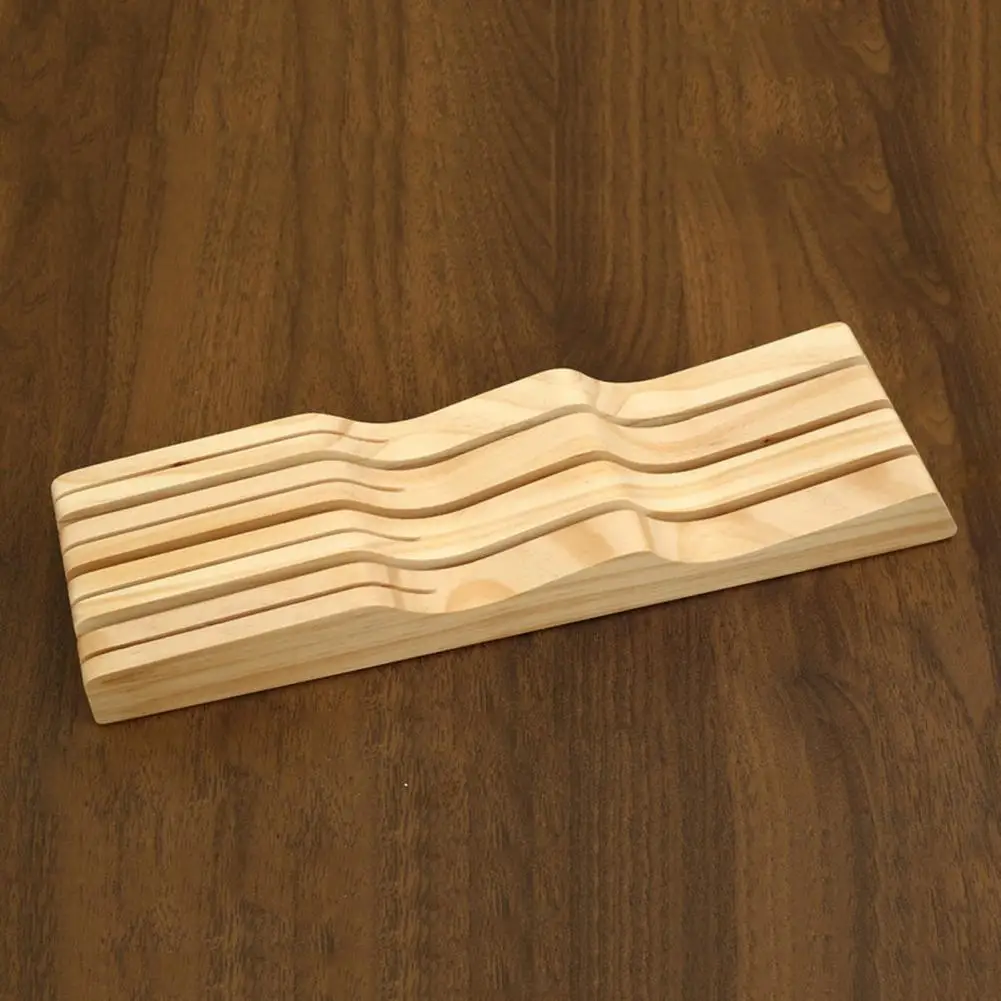 Cutter Block for Standard Drawers Versatile Wooden Cutter Holder Drawer Organizer Space-saving Wood Block Storage Kitchen Chef