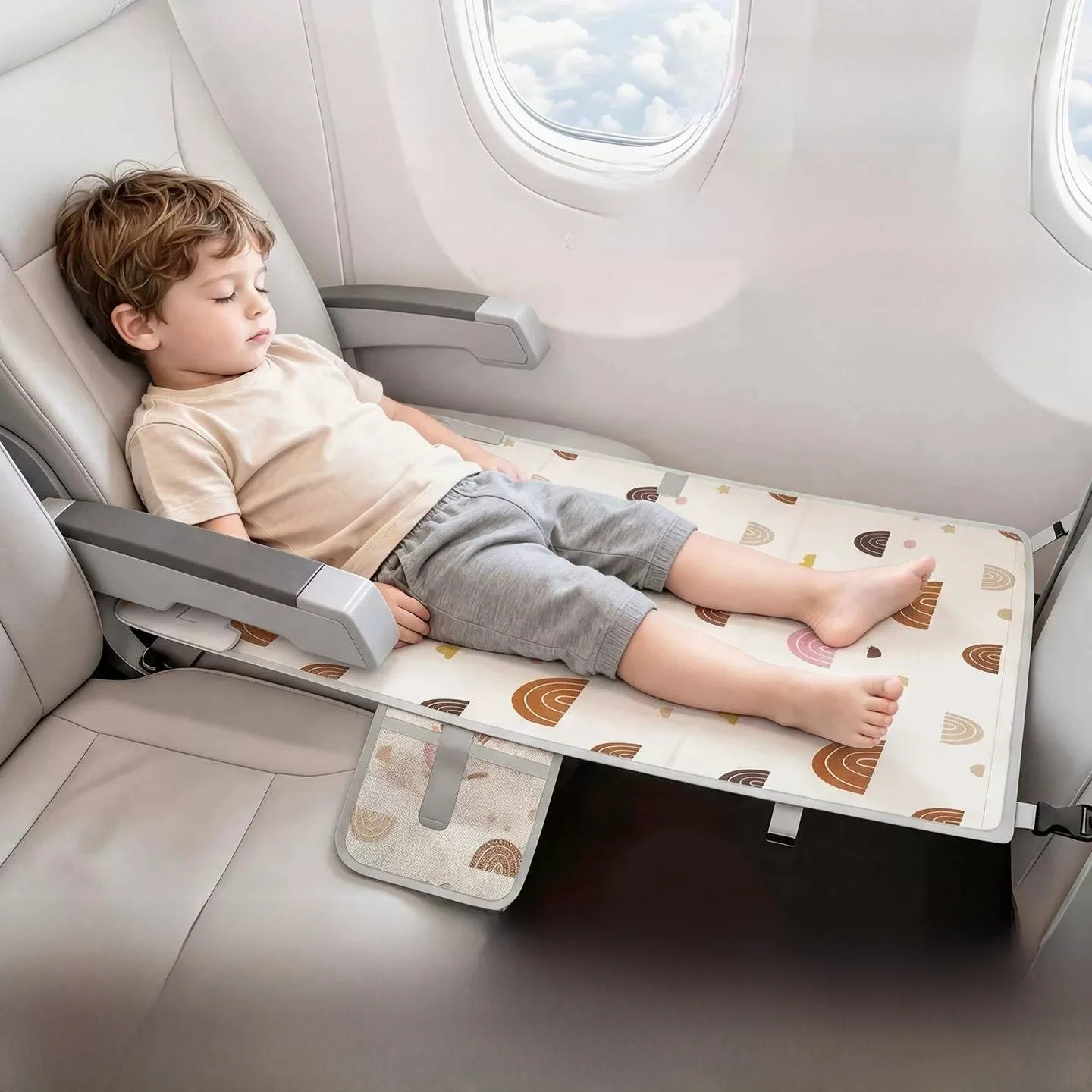 Children's High Speed Train Sleeping Cushion Baby Air Travel  Pad Cute Cartoon Animal Design Breathable Waterproof