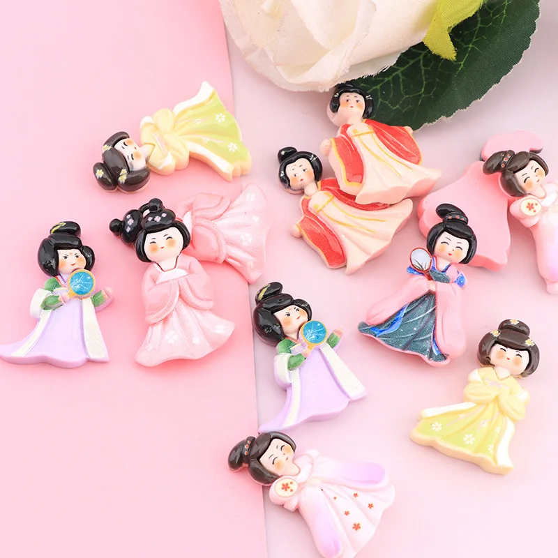 10Pcs Cartoon Ancient Times Beauty Resin DIY Storage Box Shoes Hat Icebox Barrette Mobile Phone Case Scrapbook Flat Back Patch