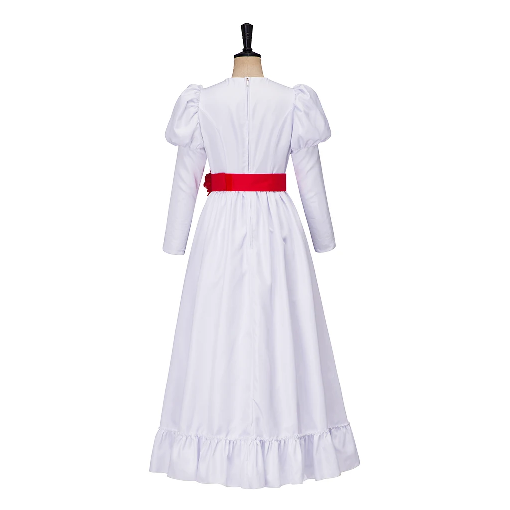 دمية كونجينغ أنابيل أزياء تنكرية عروس تشاكي أنابيل فستان أبيض للنساء البالغات ملابس الهالوين المخيفة