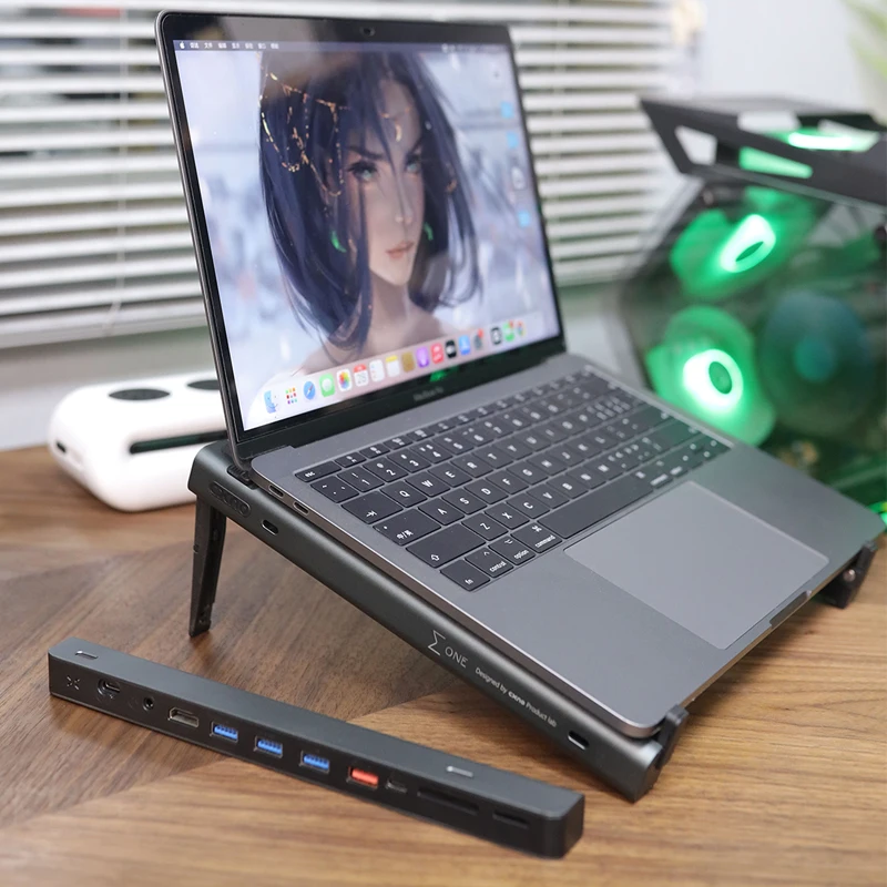 

Notebook holder TypeC docking station removable, gigabit network port folding lifting cooling base