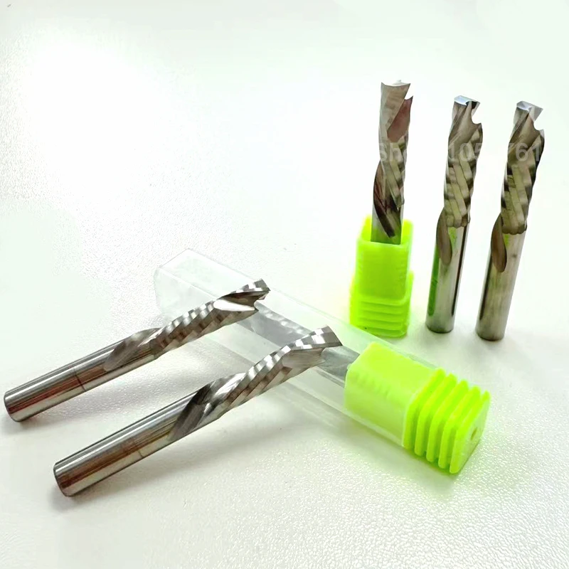 

10 шт. спиральные твердосплавные фрезы вверх и вниз — 3,175/4/5/6/8 мм с одной канавкой для фрезерного станка с ЧПУ, концевая фреза по дереву сжатием