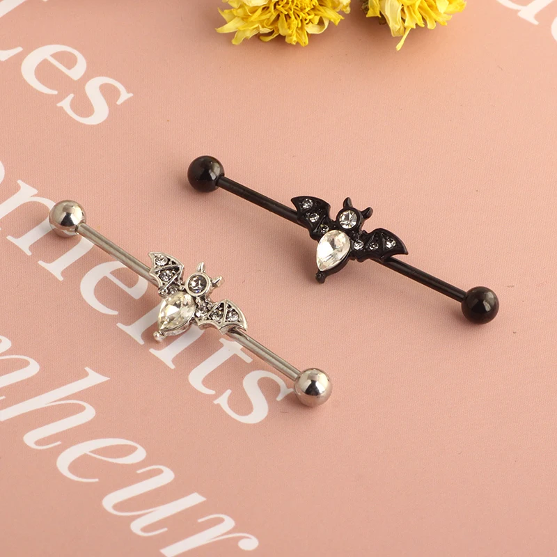 Bat Animal Cool industrial piercing silver black wholesales body piercing cheap price set industrial barbell earrings car