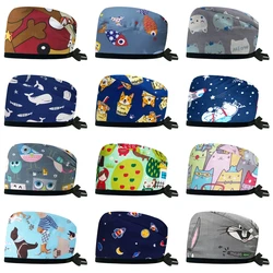 New Soft Cap Cotton Adjustable Cartoon Scrubs Hats Lab Working Surgicals Hat Pharmacy Dentist Nursing Accessories Scrub Caps