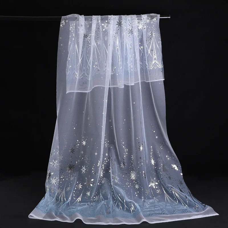 150cm Snowflake Gradient Mesh Fabric Princess Dress Clothing Material Cloak Toy Handmade Net Fabric For Sewing view 2