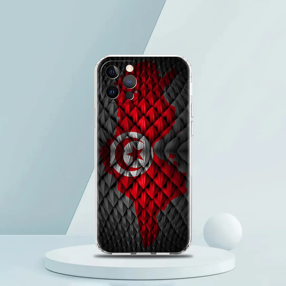 Tunisia Flag Soft Transparent Phone Case Cover for iPhone 16 15 14 13 12 11 Pro Max XR 8 7 Plus XS Max Shockproof Shell Fundas