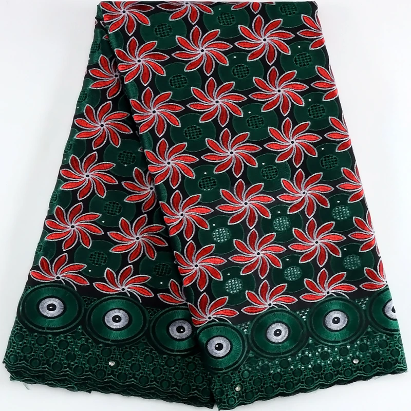 

Latest African Cotton Holes Lace Fabric 2023 High Quality Swiss Voile Stones Lace Fabric Nigerian For Women Evening Cloth Dress