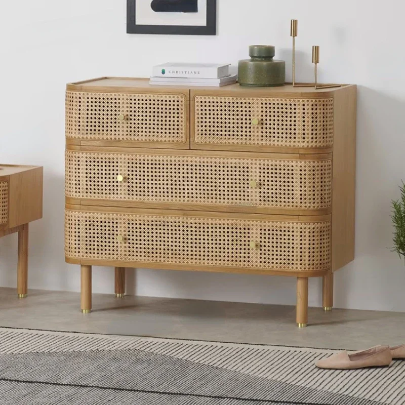 

Sideboard Cabinet Teng Noodle Four-Bucket Cabinet Locker Drawer Rattan Black Storage Cabinet