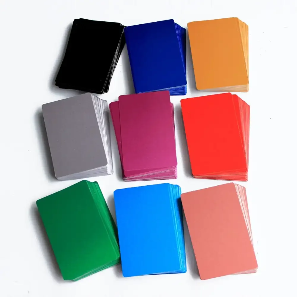 20/50/100pcs Metal Business Card Anodized Thick 0.2mm Multi-Color Aluminum Alloy Blank Card Laser Engraving DIY Cards