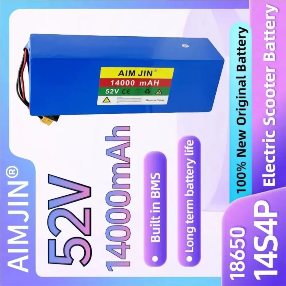 

52V 14S4P 14Ah 18650 Lithium Battery with BMS for Electric Balance Car Bike Scooter Tricycle High Capacity Long-Lasting