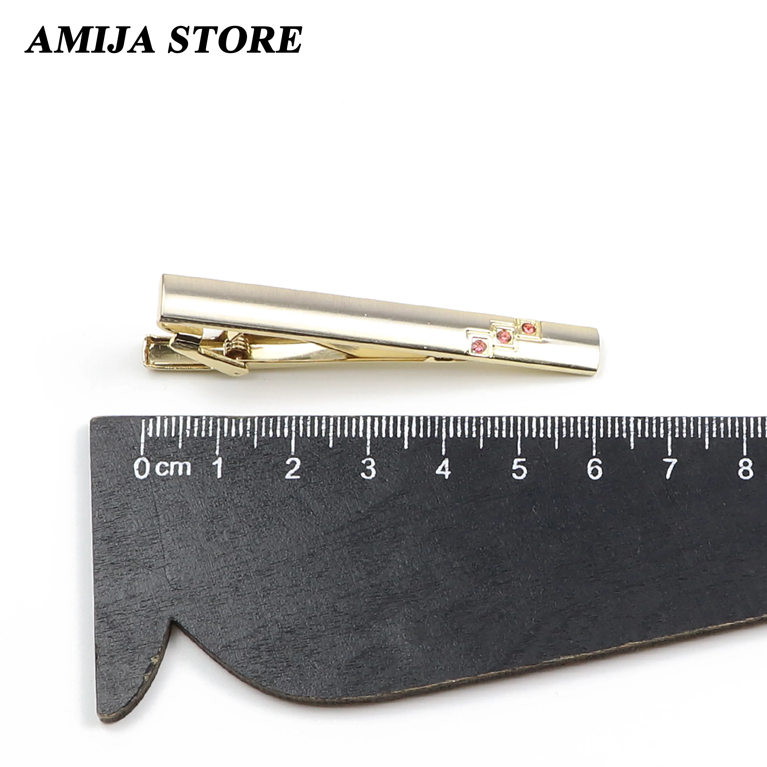 Men Metal Gold Color Tie Clip For Wedding Gifts Necktie Clasp Clip Gentleman 6cm Ties Bar Crystal Tie Pin For Men\'s Accessories