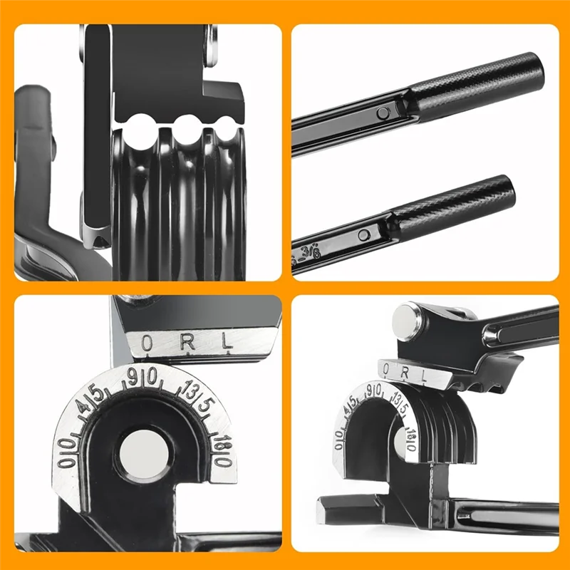 -Coladora de tubos A14E - Dobladora de tubos 3 en 1 de 180 grados adecuada para doblar tubos de cobre, latón y acero de 1/4 pulgadas, 5/16 pulgadas, 3/8 pulgadas OD