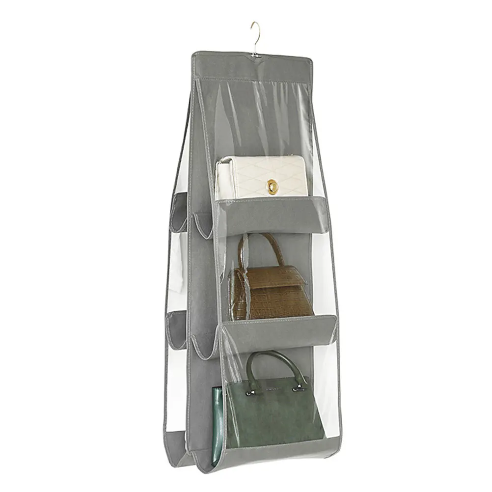 

Dustproof Storage Bag Thick Non Woven Fabric Home Bedroom Travel Grey Bags Hanging Shoe Protector Container Storage