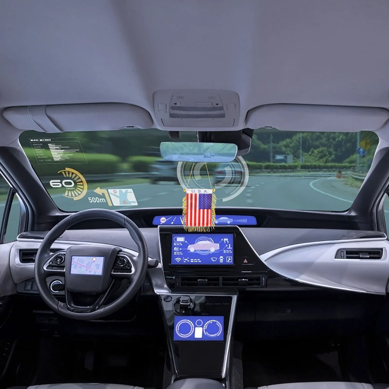 

Rearview Mirror Charm National Flag Car Ornament Hanging Decorative Tassels Exquisite Durable Long Term Use Car Accessories