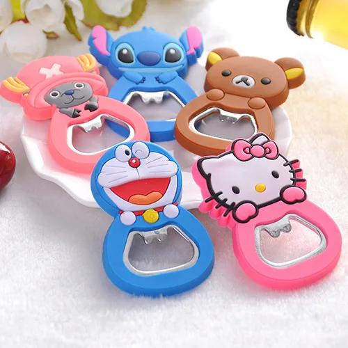 Sanrio One Piece Hello Kitty Cute Cartoon Silicone Wine Opener Pink Girly Heart Beer Bottle Opener Mymelody Fridge Magnet